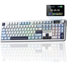 Fimer F108 Pro Ekranlı Mekanik Klavye Reaper Switch Rgb Hot Swap 8000MAH Makrolu Oyuncu Klavyesi Mavi