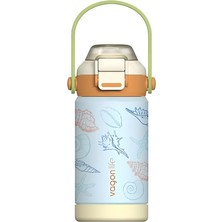 Fimer ml Çocuk Termosu Tek Kapak Çift Kullanım Pipetli Rahat Içim Kulplu Paslanmaz Çelik Termos 1104-360ML Turuncu