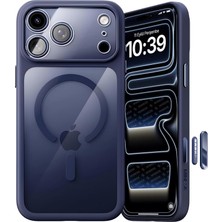 Fimer iPhone 17 Pro Max Için Özel Geliştirilmiş Kamera Çerçevesini De Koruyan, Arkası Şeffaf Polikarbonat Kenarları Silikon Magsafe ile Uyumlu Kılıf Akıllı Tasarım Kapak (Mavi, 17 Pro Max)
