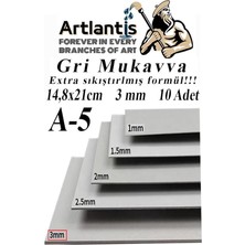 Mukavva Gri 3 mm 10 Adet 1 Paket 14,8X21 cm A-5 Mukavva 3 mm Kalınlığında A-5 Mukavva