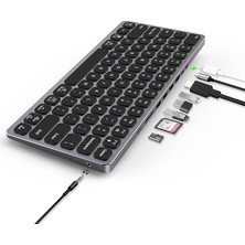 Fimer BX-KEYHUB01 9in1 Hub Özellikli Çok Fonksiyonlu Kablolu Klavye 3x USB 3.0+4k Hdmı+Pd+Micro Sd+3,5mm Aux Mic Girişli