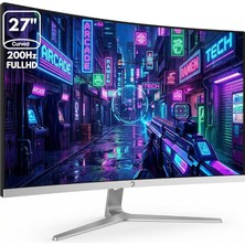 Fimer Power Gamepower Vivid T50 27'' 1500R Curved Rgb Beyaz 200Hz 0.5ms Fhd 2X2W Speaker Va Gaming Monitör (Sıfır Ölü Piksel Garantili)