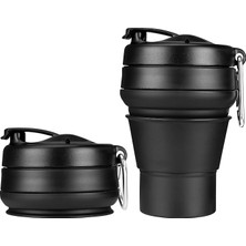 Fimer Kahve Fincanı, 16OZ 480 ml Silikon Katlanır Kamp Kupası, Sızdırmaz Bpa Serbest Taşınabilir Fincan, Yürüyüş Için Kapaklı Seyahat Kupası (Siyah)