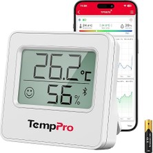 Fimer TP357 260FT Bluetooth Higrometre, Uzaktan Sıcaklık ve Nem Monitörü ve Akıllı App Ile, Maksimum ve Min Kayıtlı Sıcaklık ve Nem Sensörü Ölçer, Gümüş