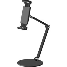 STD20144LG 360° Ayarlanabilir Teleskobik 4"-13" Ergonomik Tablet Standı Koyu Gri