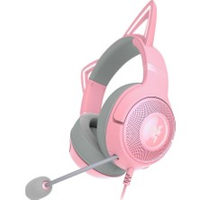 Fimer Kraken Kitty V2 - Kablolu Rgb Kulaklık Kedi Kulaklı (Reaktif Akış Aydınlatması, Razer Hyperclear Mikro, Triforce 40 mm Sürücü, 7.1 Surround Ses) Kuvars