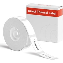 Termal Etiketler (0.65" x 1.2") D11/D110/D101 Etiket Makinesi Için Kendinden Yapışkanlı Yazıcı Etiket Kağıdı, 1 Rulo 210 (Beyaz)