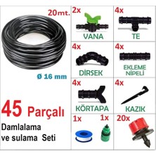 Fimer Bahçe Bitki Fidan Sulama Damlalama Seti 45 Parçalı Hortum Boru Nozul ve Boru Bağlantı Aparatları