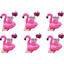 Flamingo Şişme Havuz Deniz Bardak Tutucu Float Bar 6 Adet