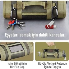 Alet Çantası, Ağır Hizmet Tipi Kanvas Rulo Takım Çantası, Katlanabilir Alet Organizer El Çantası, Tamirci Marangoz Teknisyen Hobici Takım Çantası, Alet Takım Anahtar Düzenleyici Çanta Gri
