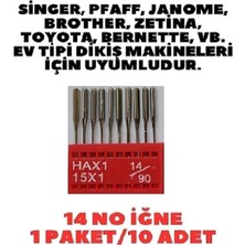 Fimer Singer Zetina Janome Moonstar Bernina Homemax Pfaff 14 Numara Dikiş Makine Iğne 10 Adet