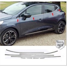 Oto Aksesuar Renault Clio 4 Ile Uyumlu Hb Krom Cam Çıtası 8 Parça 2012-2018 Arası P.çelik