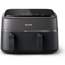 Fimer Çift Hazneli Airfryer 3000 Serisi, 9l, 2 Hazneli Air Fryer, Rapid Air Teknolojisi, Aileniz Için Çok Yönlü Geniş Airfryer,%90 Daha Az Yağ, Enerji Tasarrufu, Homeıd Uygulaması (NA350/00)
