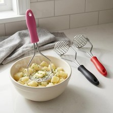Fimer Yüksek Kalite Paslanmaz Çelik Patates Ezici - Eğilme Bükülme Yapmaz Ergonomik Püre Ezici (24 cm - Asorti Renk)