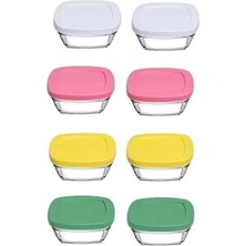 Fimer 96840 Pudding Kapaklı Cam Saklama Kabı, 8'li Set, 310CC, Renkli