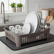Fimer Portatif Kaşıklık Bölmeli Bulaşıklık | Tezgah Üstü Bulaşık Kurutmalık | 4 Renk Seçeneği | Dayanıklı Abs Plastik Malzeme (42X33X12CM) (Latte)