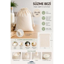 Fimer Büzgülü Süzme Bezi 25 x 35 cm -%100 Doğal Pamuk, 3-4 kg Kapasiteli Yoğurt, Labne ve Lor Peyniri Yapımı Için Süzme Torbası, Badem, Soya ve Yulaf Sütü Süzme Bezi, Yıkanabilir