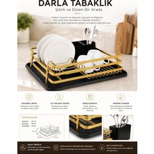 Fimer Çelik Metal Bulaşıklık Tabaklık – Alt Tepsili, Kaşıklıklı, Gold Mutfak Kurutmalığı
