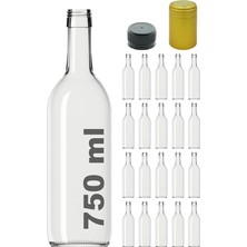 Fimer Standart Şeffaf 750 ml Sızdırmaz Kapaklı ve Kapüşonlu Boş Cam Şişe 20 Adet