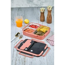 Fimer YK-1392 Paslanmaz Çelik 3 Haznesiz Yemek Termosu, Pembe