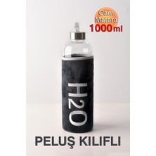 Fimer Peluş Kılıflı Cam Matara 1000 ml Siyah H2O86102