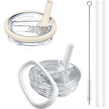 Fimer Quencher Için 2'li Paket 40 Oz Stanley Kapak Değiştirme, Dökülmeye Dayanıklı Tasarım, Yüksek Kaliteli Düşmeye Karşı ve Isıya Dayanıklı Malzeme (Bej ve Beyaz Set)