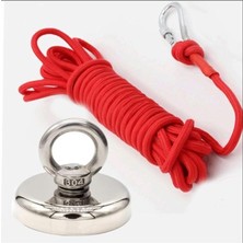Fimer Magnet Güçlü Halkalı Neodyum Pot Mıknatıs - 36MM Çap - Kanca Kurtarma Mıknatısı Fishing Magnet + 25 M Halat