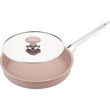 Fimer - 2 Parça, Bio Granit, Metal Kapak, 28X4 cm - 2,0 Litre Balık Tavası S.kahve Gövde, Platin Sap