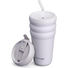 Fimer 3 Bubble Two-Cap Straw Tumbler Çelik Termos 600 Mililitre Lilac Hint ST-245