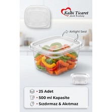 Fimer Saklama Kabı 500 gr 25 Adet Plastik Kapaklı Kase Sızdırmaz Kap Şeffaf Kullan At Kase
