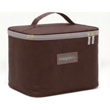 Fimer Termal Isı Yalıtımlı 22.5X12.5X16CM Ölçü ve Oxford Kumaşlı Cepli Termos Sefertası-Lunchbox Çantası (Kahverengi)