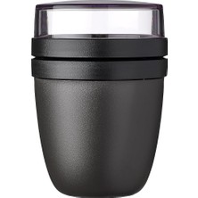 Fimer Taşınabilir Müsli Kabı, Pratik Yoğurt Kabı, Yoğurt ve Müsli Için Bölmeler, Derin Dondurucu, Mikrodalga Fırın ve Bulaşık Makinesi Için Uygundur, 500 ml + 200 Ml, Nordic Black