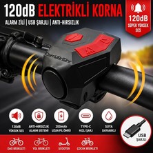 Fimer 120 Db USB Şarjlı Bisiklet Kornası Alarm Zili Anti Hırsızlık Elektrikli Korna Scooter