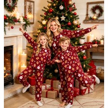 NiCe İç Giyim Anne Kız Yılbaşı Temalı Uyumlu Pijama Takımı (Ayrı Ayrı Satılır) Kurabiye Desen Bisiklet Yaka Konforlu, Şık ve Sıcak Tutan Thermal Ultra Soft