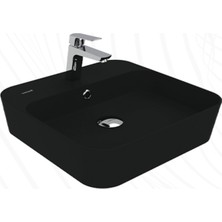 Creavit Loop Kare Masa Üstü Ince Çanak Lavabo 45 cm Extra Kömür Karası