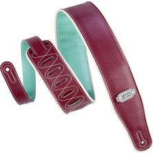 Ahes Leathers 7 cm Vinil Gitar Kayışı Ters Çevrilebilir Vinil Tasarım; Bordo, Deniz Köpüğü ve Krem (M26VCP-BRG_SEA)