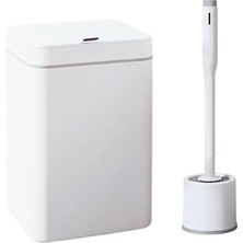 Ahes Otomatik Plastik Çöp Kovası 12 Litre + Deterjan Hazneli Silikon Klozet Fırçası