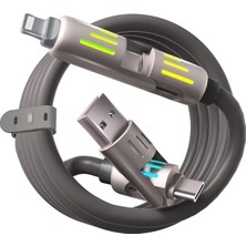 Ahes 4'ü 1 Arada USB C Kablosu, Solunum Işıklı Şarj Kablosu, Pd 5A Çok Hızlı Şarj ve Veri Senkronizasyonu Silikon iPhone Samsung Dizüstü Bilgisayar Çoklu Cihaz Şarjı ile Uyumlu, 4ft (Gery) (Gri)