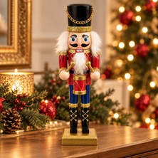 CoverZone Davullu Nutcracker Fındıkkıran Asker Figürü Dekoratif Yılbaşı Süsü Masaüstü Raf Konsol Dekoru 20 Cm, Mz-Th2