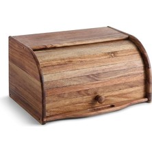 Ahes Panjur Kapaklı Akasya Ekmek Dolabı, Ahşap Ekmek Kutusu ve Ekmeklik, Tezgah Üstü Saklama Kabı, Doğal Görünümlü Kompakt Mutfak Organizeri, 38X19X23 cm