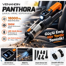 Yms Elektronik Venandın Panthora 18000 Pa 100W Şarjlı Kablosuz Araç Süpürgesi Güçlü Çekim LED Ekranlı Oto El Süpürgesi