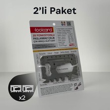 Ahes Amaçlı Cep Kartı Toolcard 28 Fonksiyonlu Paslanmaz Çelik - Cıvata Anahtarı, Tornavida, Bisiklet Jant Anahtarı, Tornavida, Çakı, Kapak Açar, Kablo Sıyırıcı, Kamp Survival Kit (2'li Paket)