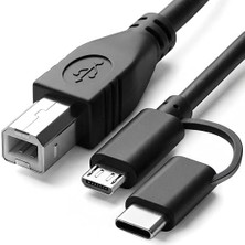 Ahes + Micro USB To Usb-B Yazıcı/mıdı Bağlantı Kablosu (1 Metre) - Printer, Tarayıcı, Mıdı Klavye, Ses Kartı, Dijital Piyano - Dj ve Müzik Ekipmanları Uyumlu