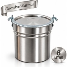 6 Litre Paslanmaz Krom Çelik Yoğurt Mayalama ve Süt Kabı (Satır/bakraç) – Demir Kulp