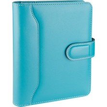 Ahes 5169 Ajanda Tarihsiz Kareli 14 x 20 cm Ajanda/defter Hesap Makineli Suni Deri Organizer, Turkuaz