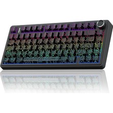 Ahes F75 Mekanik Rgb Tkl Seiya Switch Kablosuz Makrolu Hot Swap Klavye Desenli Siyah