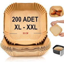 Ahes Ticaret Airfryer Pişirme Kağıdı,xl-Xxl Büyük Boy, Kare, 200 Adet Hava Fritöz Parşömen Fırın Kağıdı Tek Kullanımlık Kağıt Fırın Fritöz Pişirme Kızartma Tavası Için Uygun 20CM