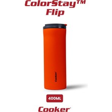 Ahes Colorstay Flip 400 ml Paslanmaz Çelik Termos, Turuncu, 6 Saat Sıcak Soğuk Tutma