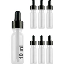 Ahes 10 ml Metal Kapaklı Damlalık Dropper Şişesi Serum 10 cc Cam Şişe 6 Adet (Siyah Kapak, Şeffaf)