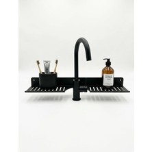 Ahes Home Eviye Önü Organizer Rafı Metal Lavabo Üstü Raf Mutfak Evye Üstü Organizer Duvara Yapışkanlı Delmeden Montaj Lavabo Arkası Raf Süngerlik Sabunluk Mutfak Rafı